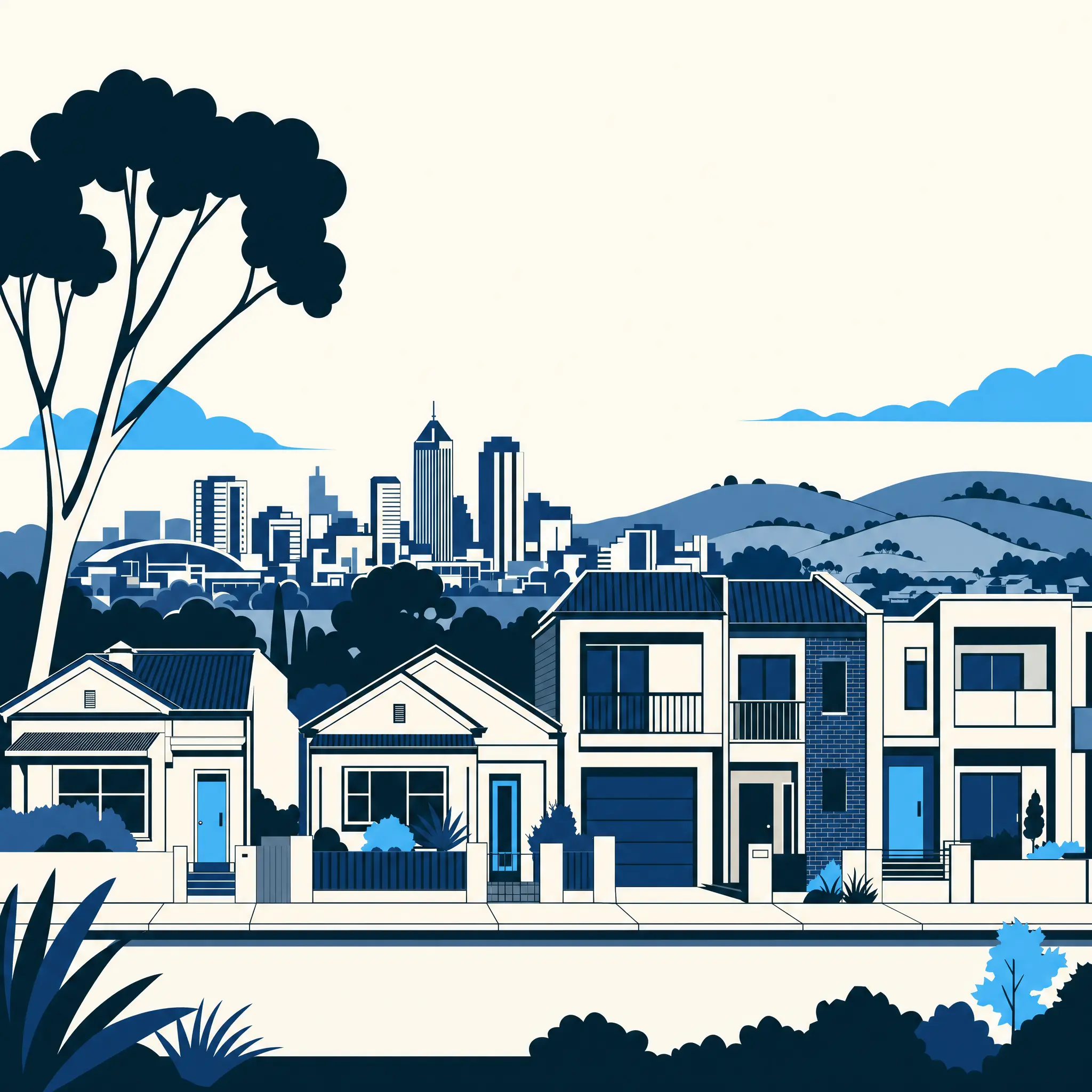 illustration of suburban first homes in South Australia