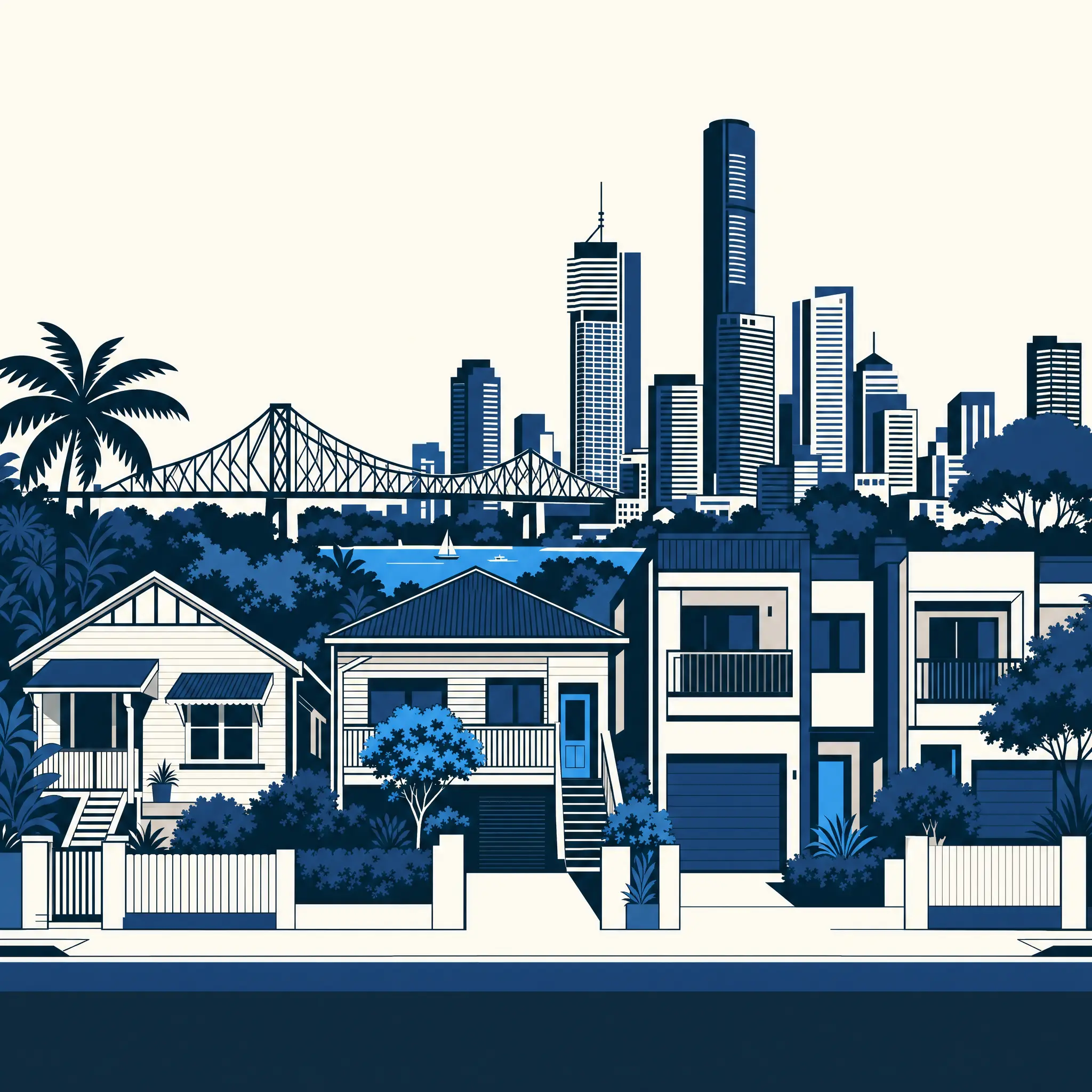illustration of suburban first homes in Brisbane
