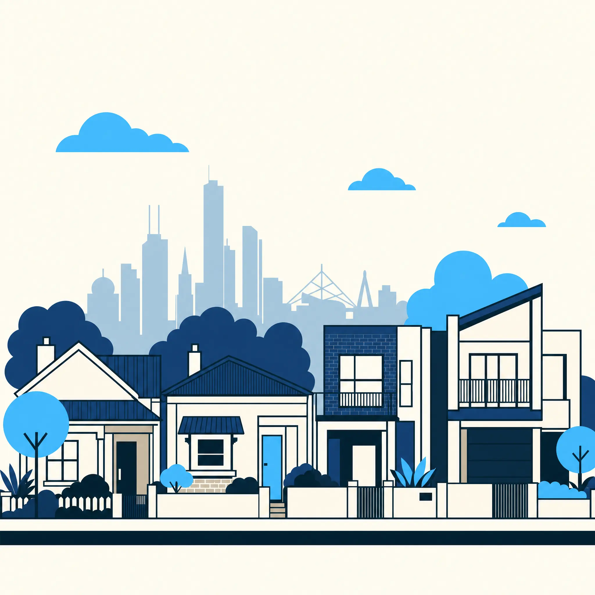 illustration of suburban first homes in Victoria