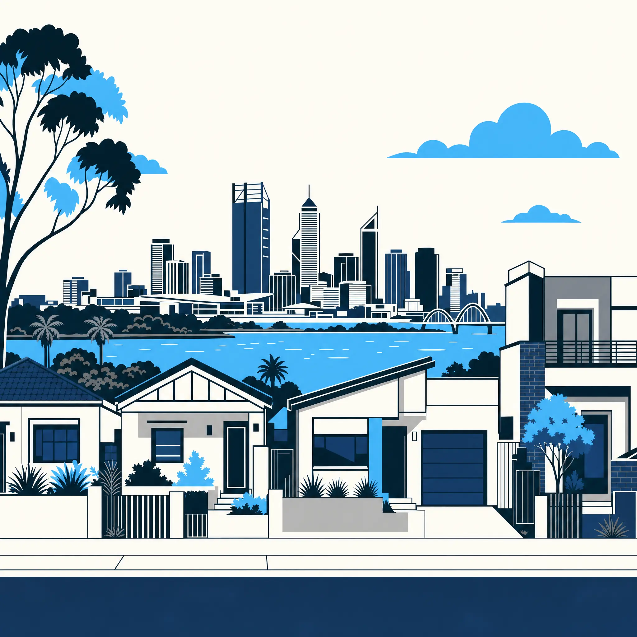 illustration of suburban first homes in Western Australia